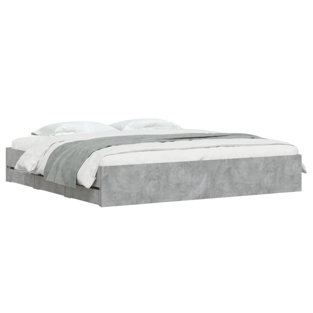 Giroletto Cassetti Grigio Cemento 180x200 cm Legno Multistrato | homemem39