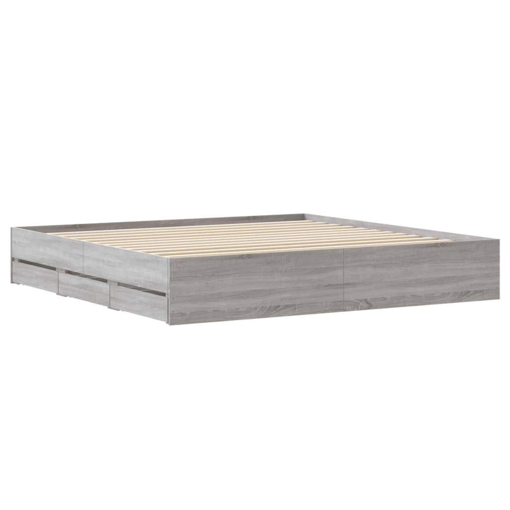 Giroletto Cassetti Grigio Sonoma 180x200 cm Legno Multistrato | homemem39