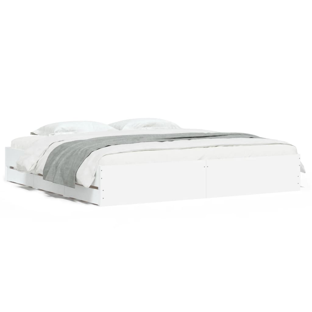 Giroletto con Cassetti Bianco 160x200 cm in Legno Multistrato | homemem39