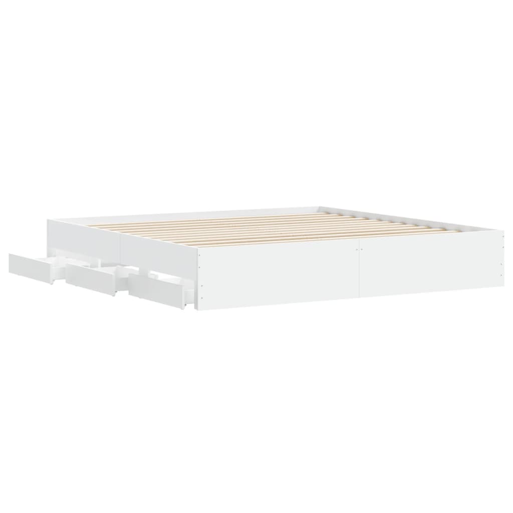 Giroletto con Cassetti Bianco 160x200 cm in Legno Multistrato | homemem39