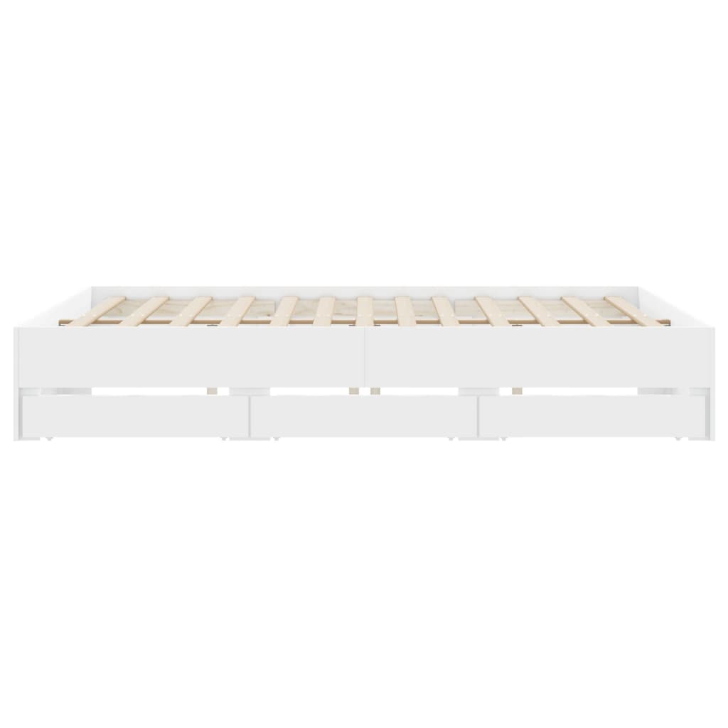 Giroletto con Cassetti Bianco 160x200 cm in Legno Multistrato | homemem39