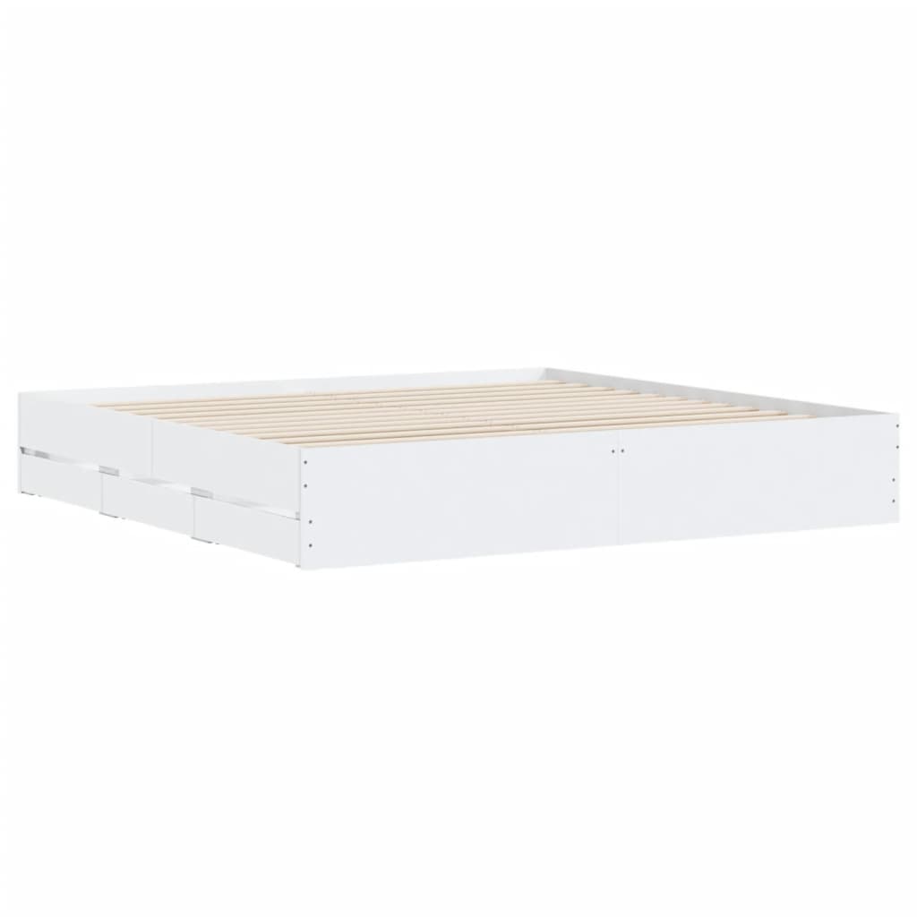 Giroletto con Cassetti Bianco 160x200 cm in Legno Multistrato | homemem39