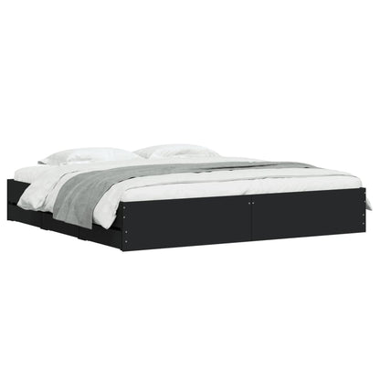 Giroletto con Cassetti Nero 160x200 cm in Legno Multistrato | homemem39