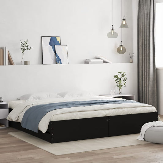 Giroletto con Cassetti Nero 160x200 cm in Legno Multistrato | homemem39