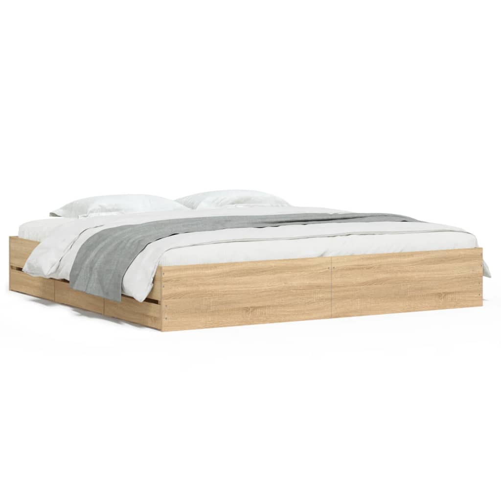 Giroletto Cassetti Rovere Sonoma 160x200 cm Legno Multistrato | homemem39