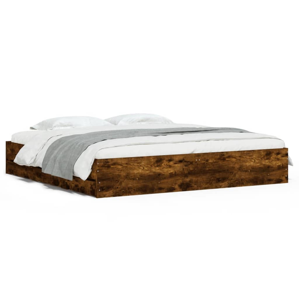 Giroletto con Cassetti Rovere Fumo 160x200 cm Legno Multistrato | homemem39