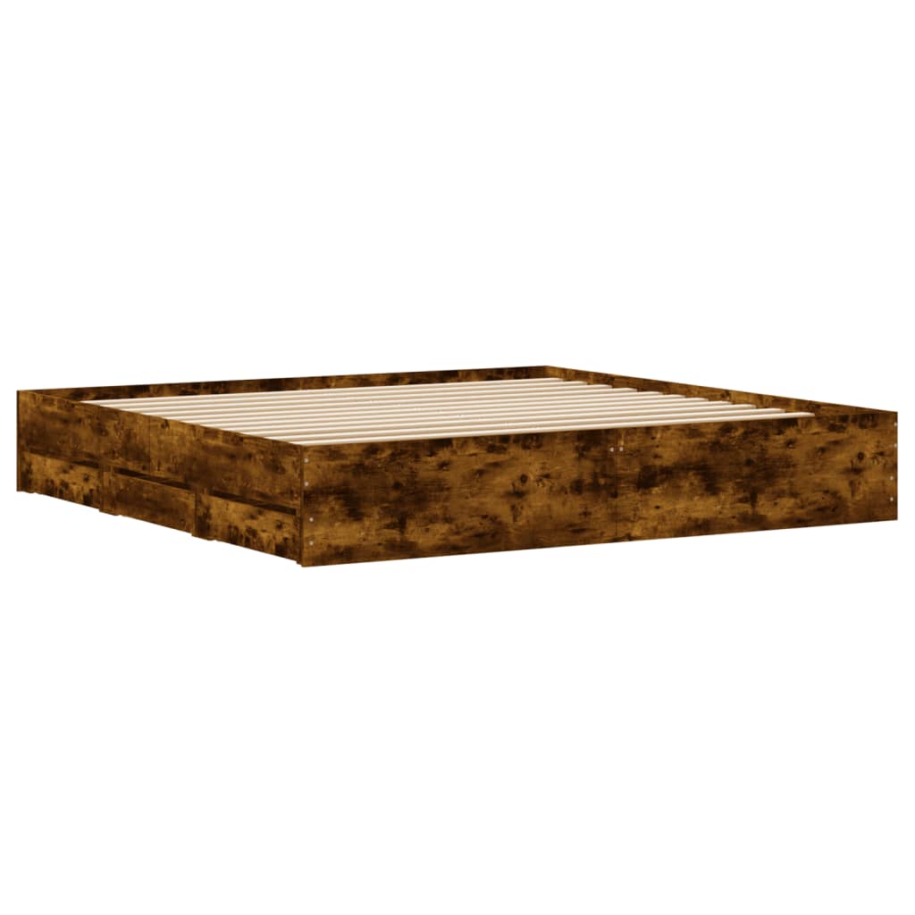 Giroletto con Cassetti Rovere Fumo 160x200 cm Legno Multistrato | homemem39