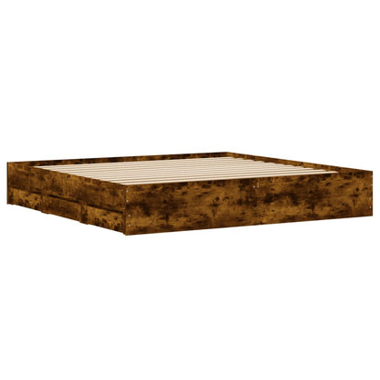 Giroletto con Cassetti Rovere Fumo 160x200 cm Legno Multistrato | homemem39