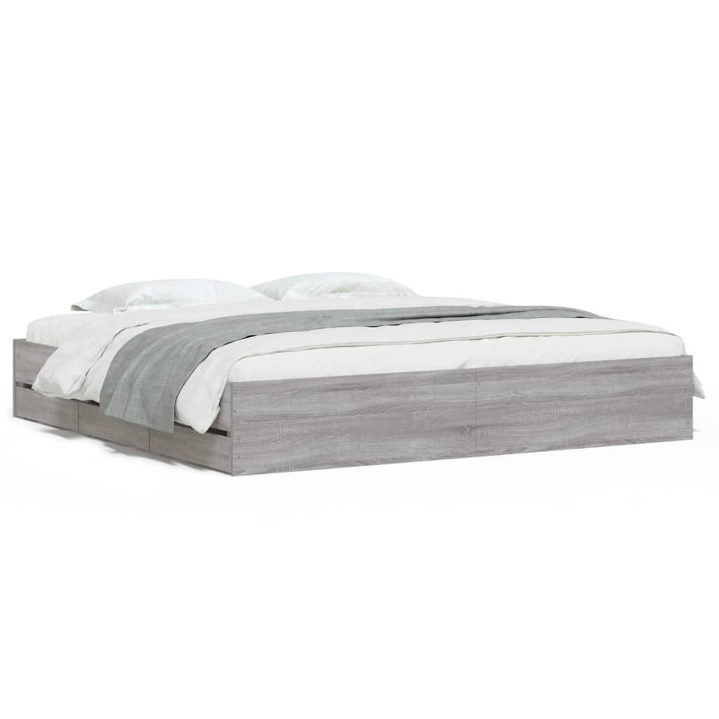 Giroletto Cassetti Grigio Sonoma 160x200 cm Legno Multistrato | homemem39