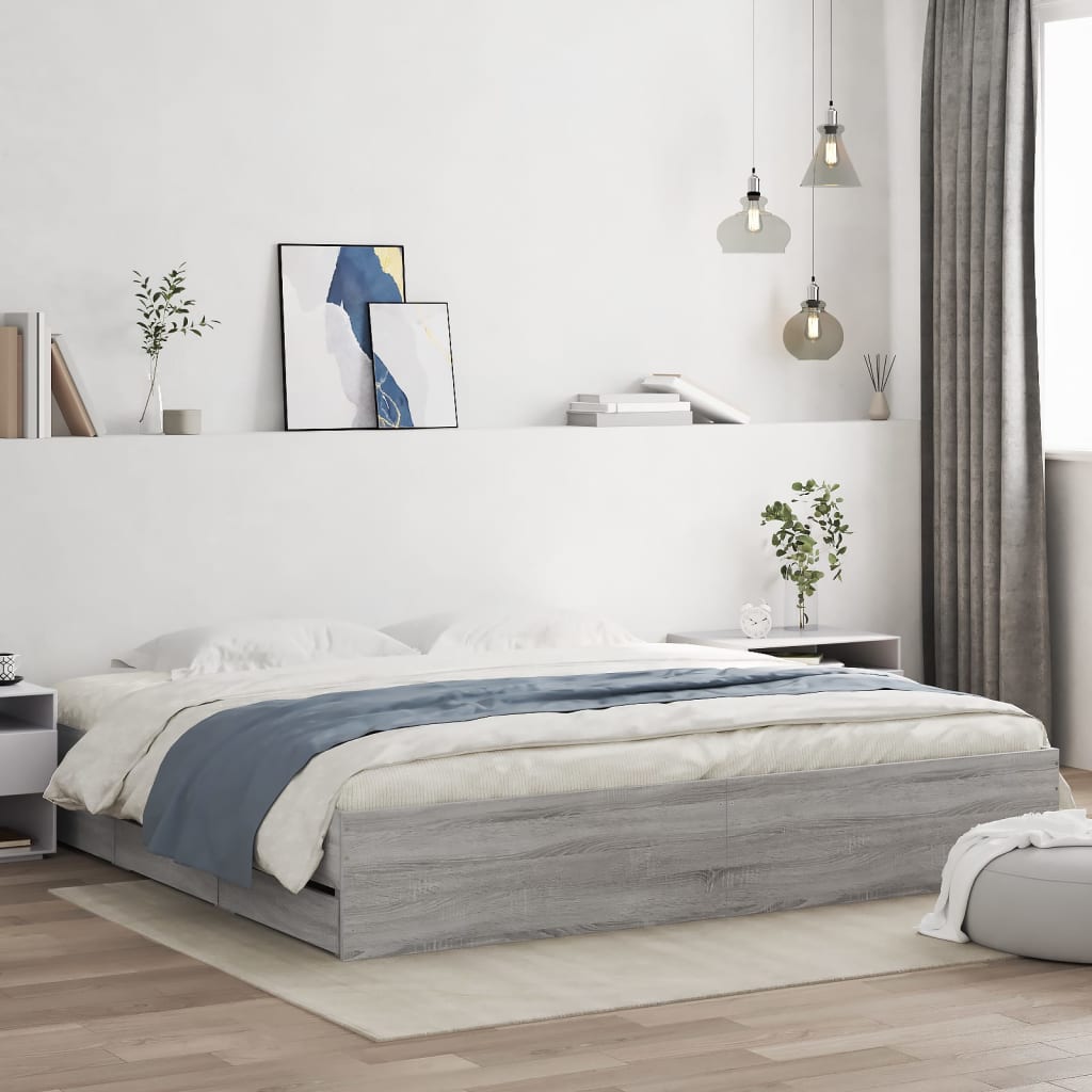 Giroletto Cassetti Grigio Sonoma 160x200 cm Legno Multistrato | homemem39
