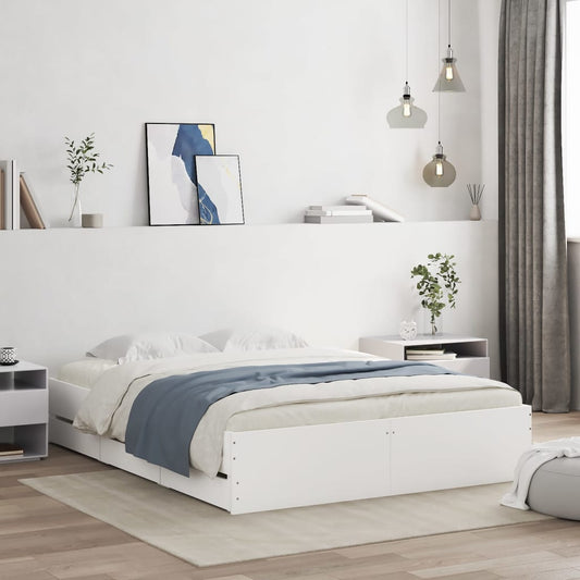 Giroletto con Cassetti Bianco 150x200 cm in Legno Multistrato - homemem39