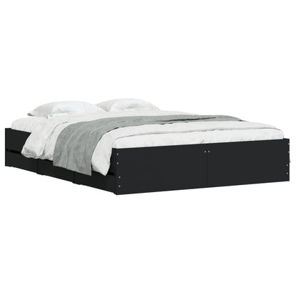 Giroletto con Cassetti Nero 150x200 cm in Legno Multistrato | homemem39