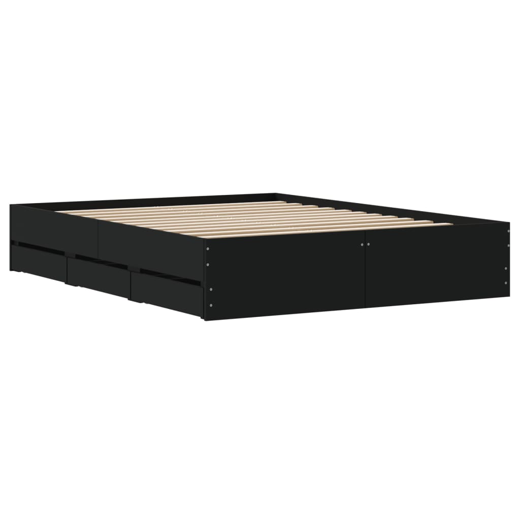 Giroletto con Cassetti Nero 150x200 cm in Legno Multistrato | homemem39