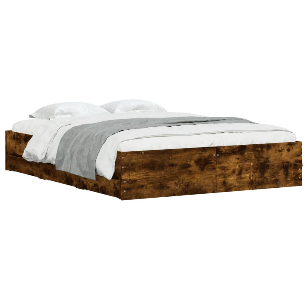 Giroletto con Cassetti Rovere Fumo 150x200 cm Legno Multistrato | homemem39