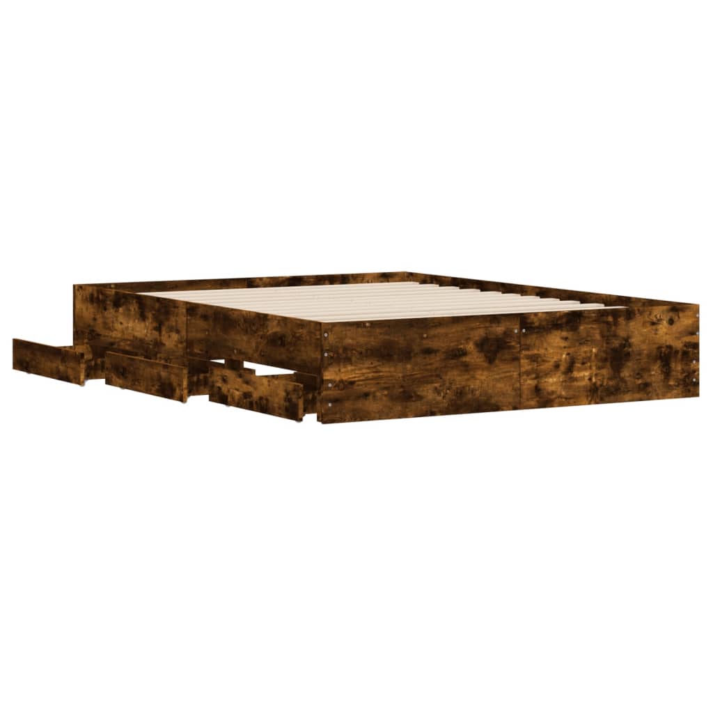 Giroletto con Cassetti Rovere Fumo 150x200 cm Legno Multistrato | homemem39