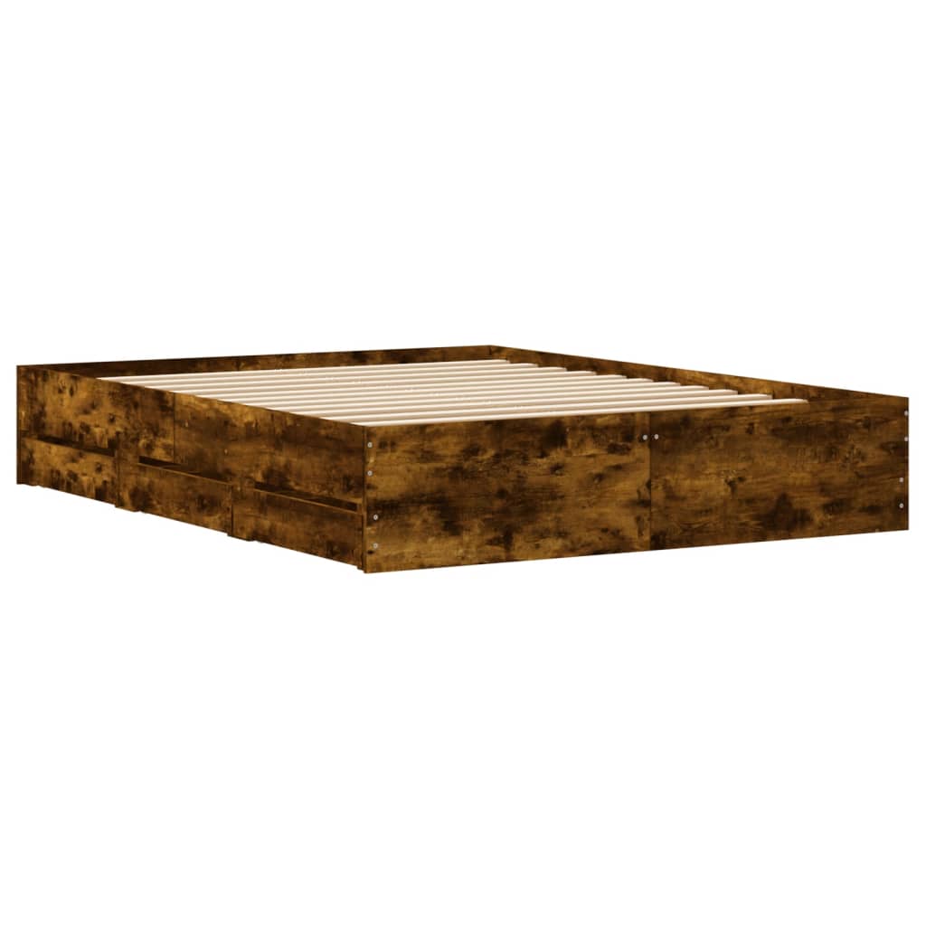 Giroletto con Cassetti Rovere Fumo 150x200 cm Legno Multistrato | homemem39