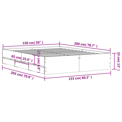 Giroletto con Cassetti Rovere Fumo 150x200 cm Legno Multistrato | homemem39