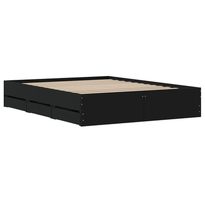 Giroletto con Cassetti Nero 140x200 cm in Legno Multistrato | homemem39