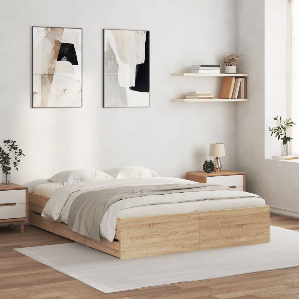 Giroletto Cassetti Rovere Sonoma 140x200 cm Legno Multistrato | homemem39