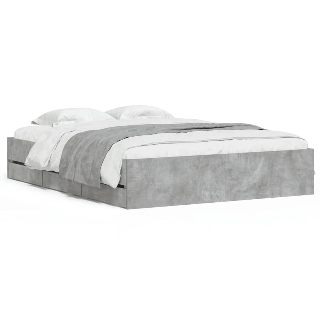 Giroletto Cassetti Grigio Cemento 140x200 cm Legno Multistrato | homemem39