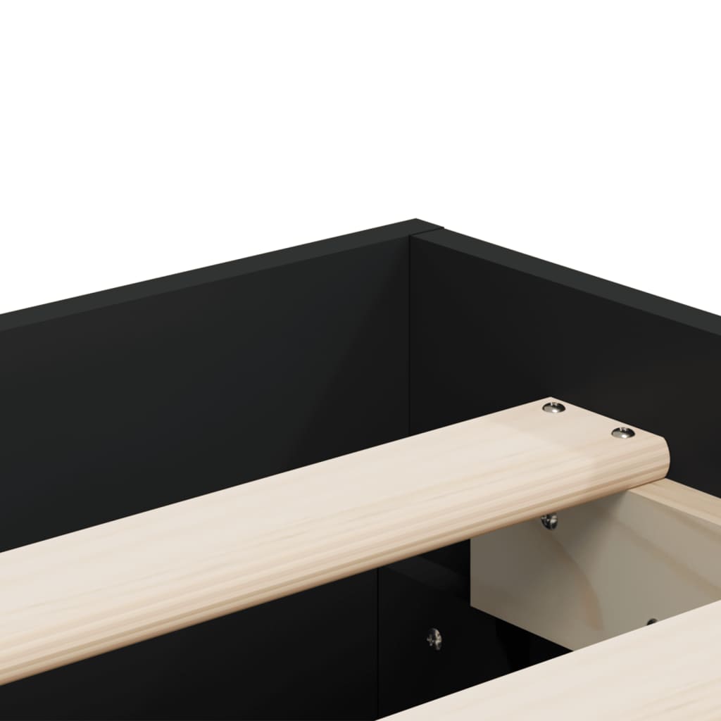 Giroletto con Cassetti Nero 120x200 cm in Legno Multistrato