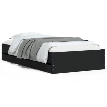 Giroletto con Cassetti Nero 100x200 cm in Legno Multistrato | homemem39