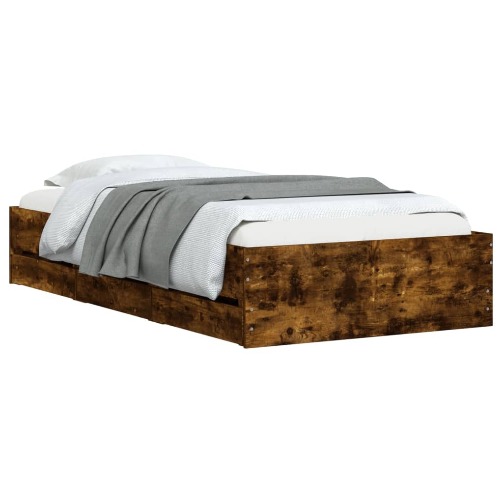 Giroletto con Cassetti Rovere Fumo 100x200 cm Legno Multistrato | homemem39