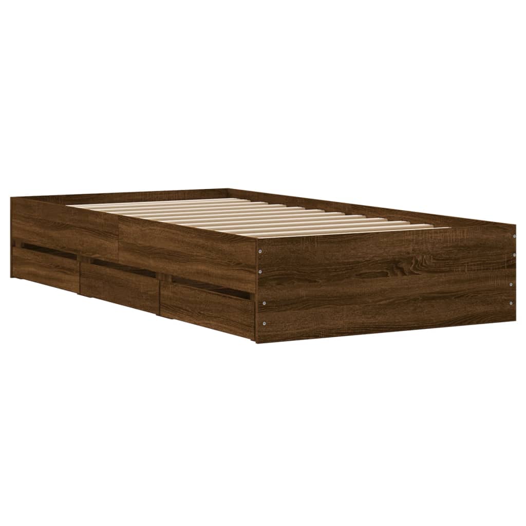 Giroletto Cassetti Rovere Marrone 100x200 cm Legno Multistrato | homemem39
