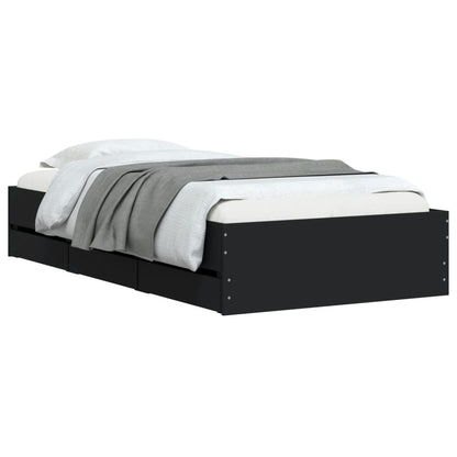 Giroletto con Cassetti Nero 90x200 cm in Legno Multistrato | homemem39