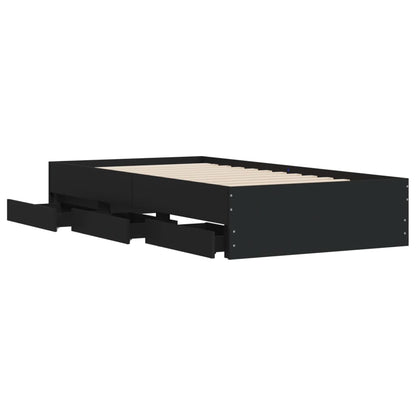 Giroletto con Cassetti Nero 90x200 cm in Legno Multistrato | homemem39