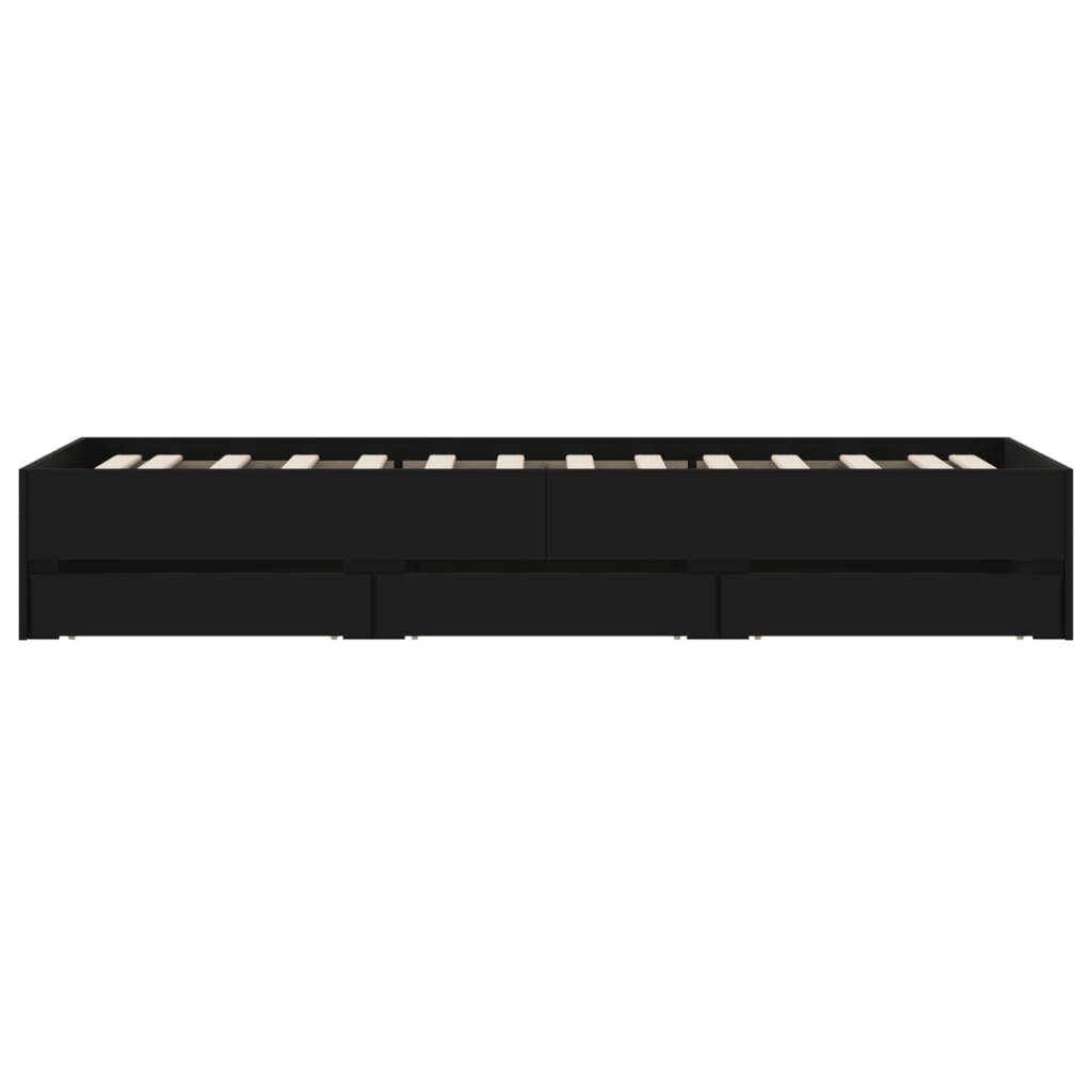Giroletto con Cassetti Nero 90x200 cm in Legno Multistrato | homemem39
