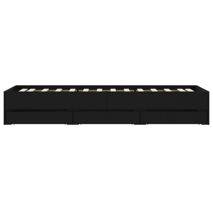 Giroletto con Cassetti Nero 90x200 cm in Legno Multistrato | homemem39