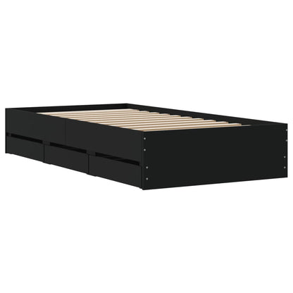 Giroletto con Cassetti Nero 90x200 cm in Legno Multistrato | homemem39