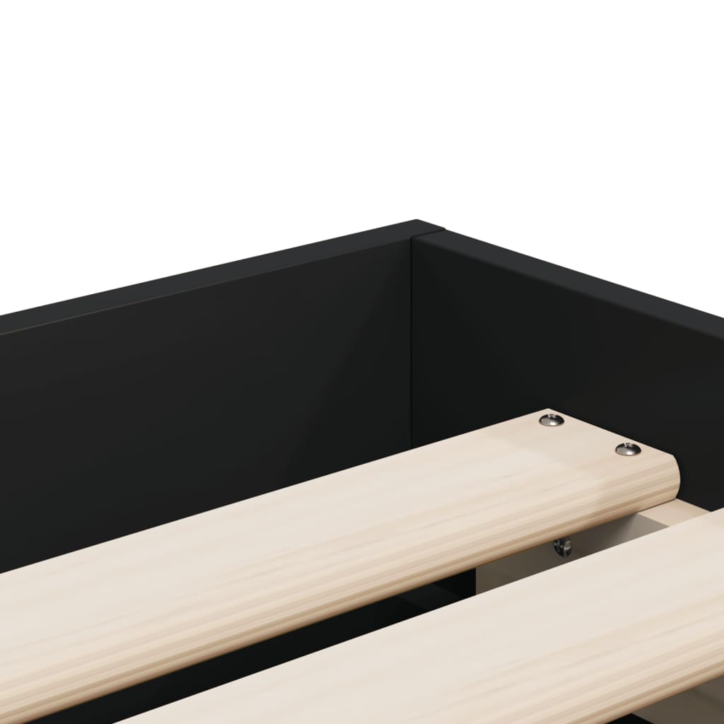Giroletto con Cassetti Nero 90x200 cm in Legno Multistrato | homemem39