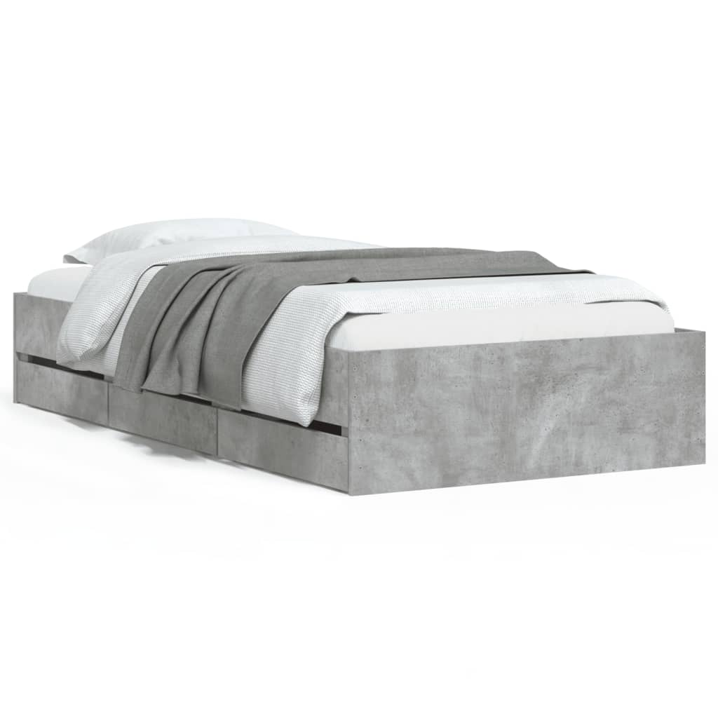 Giroletto Cassetti Grigio Cemento 90x200 cm Legno Multistrato | homemem39