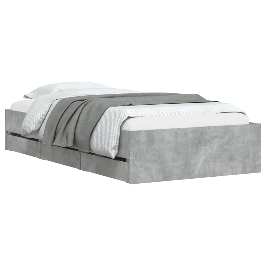 Giroletto Cassetti Grigio Cemento 90x200 cm Legno Multistrato | homemem39