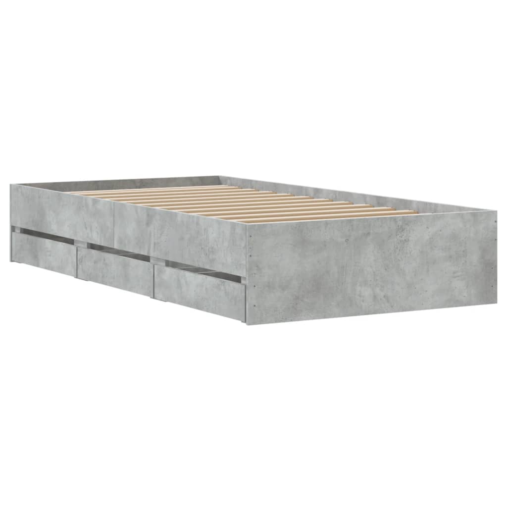 Giroletto Cassetti Grigio Cemento 90x200 cm Legno Multistrato | homemem39