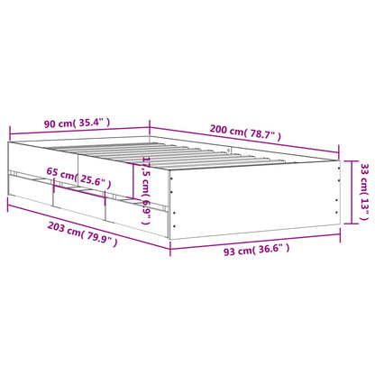 Giroletto Cassetti Grigio Cemento 90x200 cm Legno Multistrato | homemem39