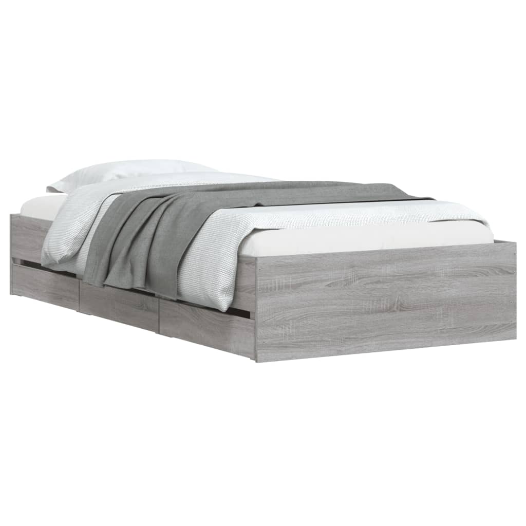 Giroletto Cassetti Grigio Sonoma 90x200 cm Legno Multistrato | homemem39