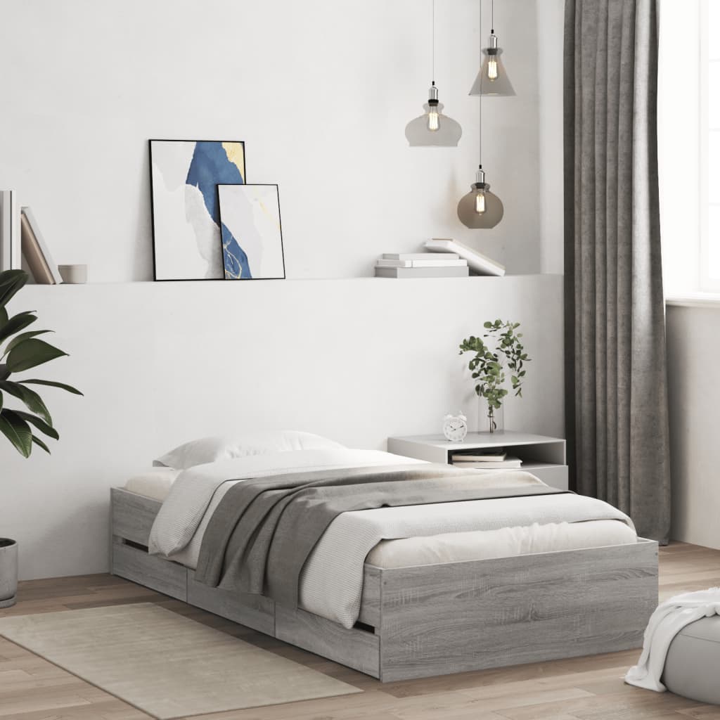 Giroletto Cassetti Grigio Sonoma 90x200 cm Legno Multistrato | homemem39