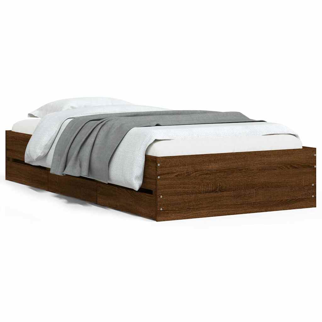 Giroletto Cassetti Rovere Marrone 90x200 cm Legno Multistrato | homemem39