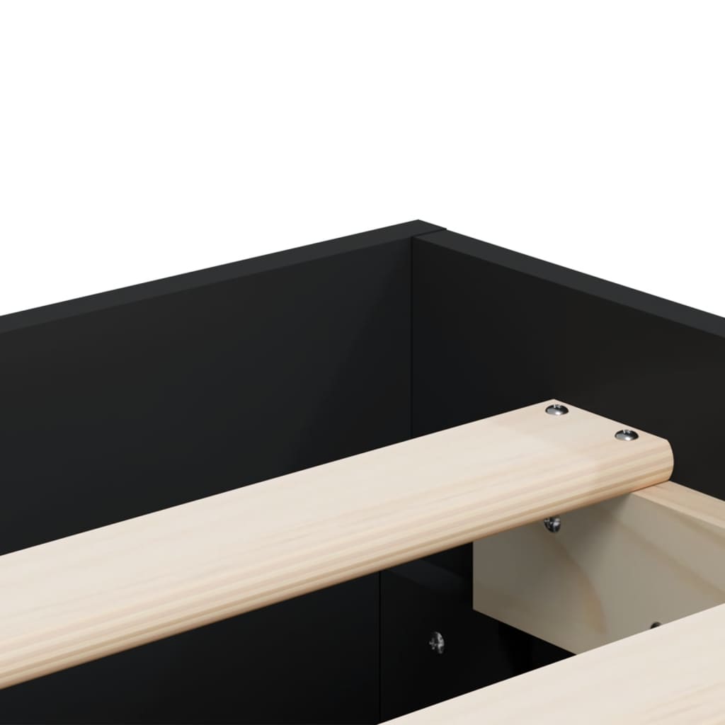 Giroletto con Cassetti Nero 140x190 cm in Legno Multistrato - homemem39