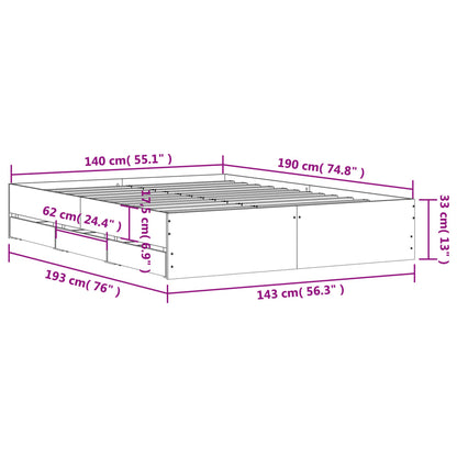 Giroletto con Cassetti Nero 140x190 cm in Legno Multistrato - homemem39