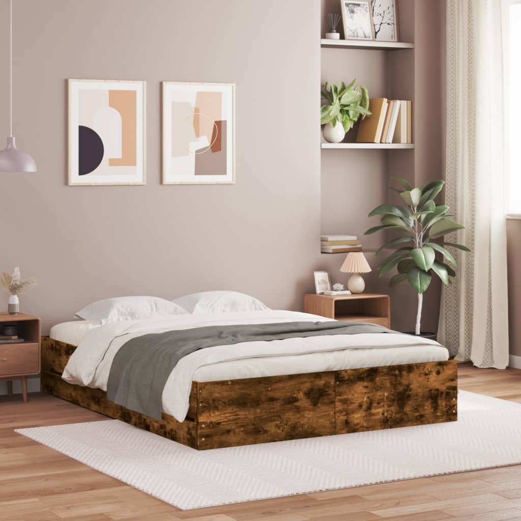 Giroletto con Cassetti Rovere Fumo 140x190 cm Legno Multistrato | homemem39