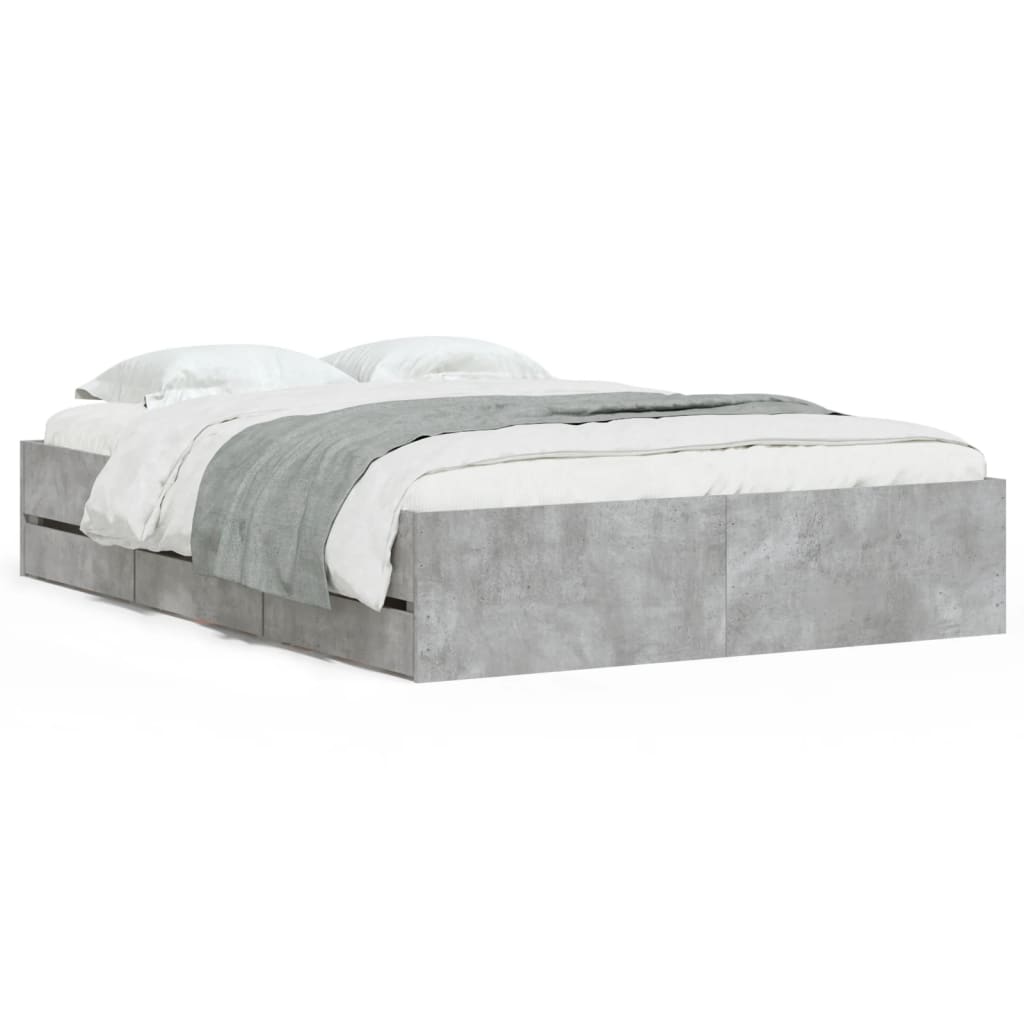 Giroletto Cassetti Grigio Cemento 135x190 cm Legno Multistrato | homemem39