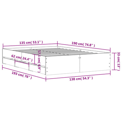 Giroletto Cassetti Grigio Cemento 135x190 cm Legno Multistrato | homemem39