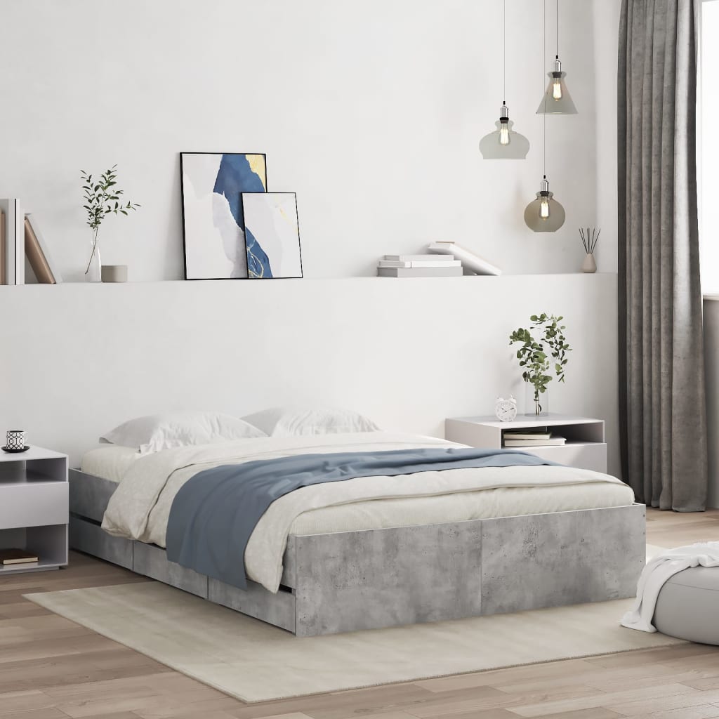 Giroletto Cassetti Grigio Cemento 135x190 cm Legno Multistrato | homemem39