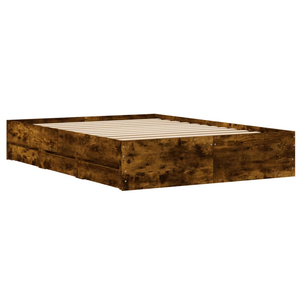 Giroletto con Cassetti Rovere Fumo 135x190 cm Legno Multistrato | homemem39