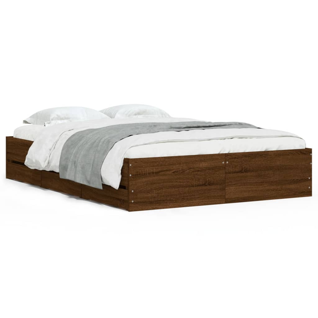 Giroletto Cassetti Rovere Marrone 135x190 cm Legno Multistrato | homemem39