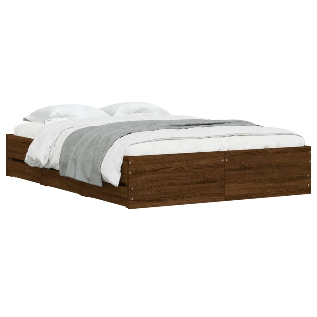 Giroletto Cassetti Rovere Marrone 135x190 cm Legno Multistrato | homemem39